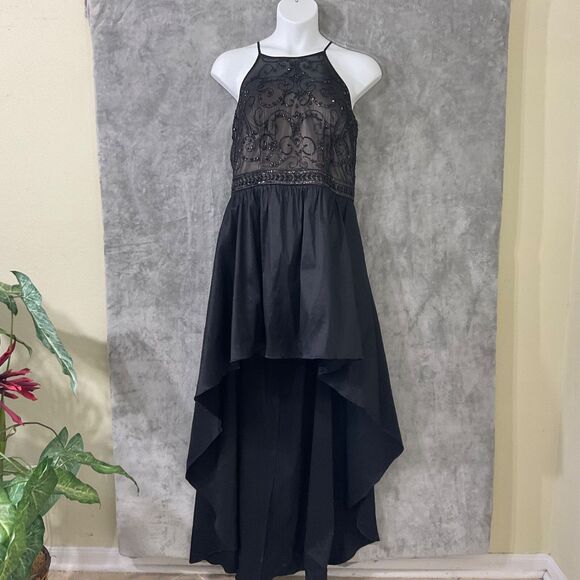 B Darlin Y2K vintage size 15  Hi Low beaded mesh Fairy WhimsyGoth Halter dress - Picture 1 of 16
